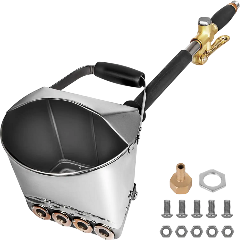 VEVOR 4 Jet Cement Mortar Sprayer Stucco Spray Gun Pneumatic Cement Mortar Gun Concrete Cement Sprayer with Cover for Wall Ceiling Roof Painting Concrete Tool 80cm