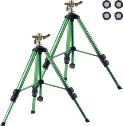 VEVOR Impact Sprinkler on Tripod Base, 2 Packs, Heavy Duty Tripod Sprinklers with Brass Head & 3/4