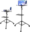 VEVOR Projector Stand with Wheels, Laptop Stand Tripod Adjustable Height from 31.3 to 67.3", Projector Tripod Stand with 2 Trays & Gooseneck Phone Holder, for Outdoor Movies, Home, Office or Studio
