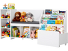 VEVOR Kids Reading Nook, Wooden Storage Bench with Backrest, Kids Bookshelf & Toy Organizer, Large Toy Box Chest for Playroom, Living Room or Entryway, Easy Assembly, 66.9 x 15.8 x 31.5 in, White