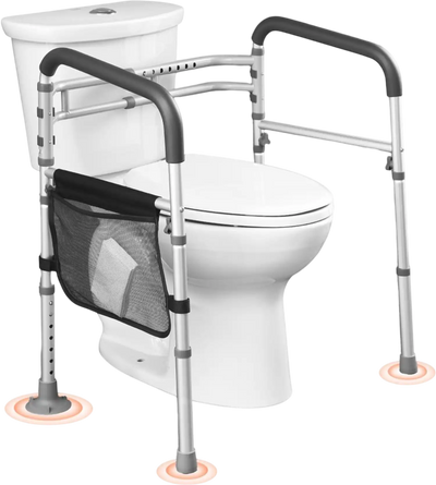 VEVOR Toilet Safety Rail, 300 LBS Foldable Toilet Seat with Non-Slip Handles, Portable Versatile Toilet Handrails with Reinforced Aluminum Alloy Tube, Fit for Seniors, Pregnant Women & the Injured