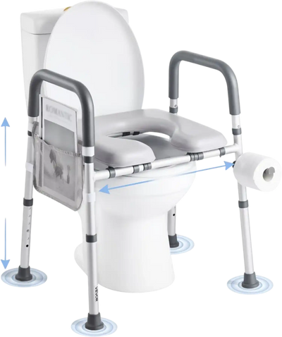 Vevor Raised Toilet Seat Adjustable Height and Width Padded Seat with Arms New