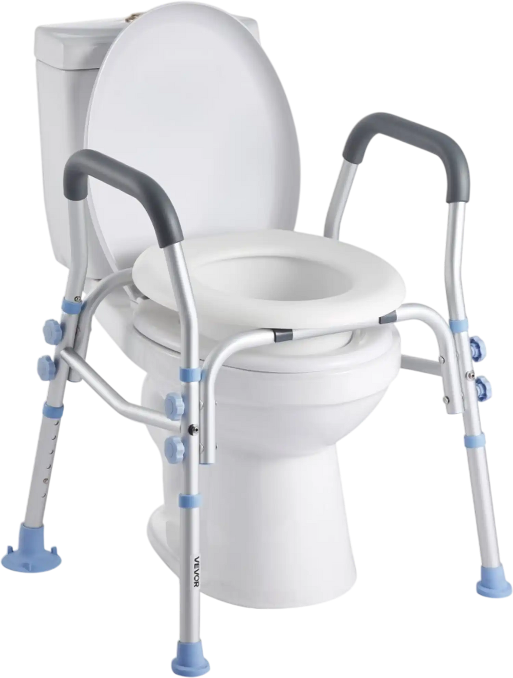 VEVOR Raised Toilet Seat with Arms, 300 lbs Load Capacity, Adjustable Height, Widened Commode Elevated Toilet Seat Riser with Handles and Splash Guard for Seniors, Elderly, Handicap, Disabled, Adults