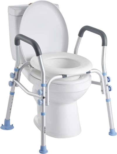 VEVOR Raised Toilet Seat with Arms, 300 lbs Load Capacity, Adjustable Height, Widened Commode Elevated Toilet Seat Riser with Handles and Splash Guard for Seniors, Elderly, Handicap, Disabled, Adults