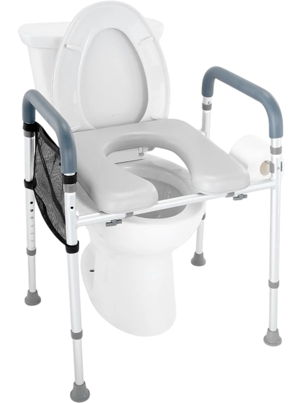 VEVOR Raised Toilet Seat, 7-Position Height Adjustment 19.3" - 25.2", 350lbs Weight Capacity, with Comfort Padded Aluminum Frame, Universal Toilet Seat Riser, for Elderly, Handicap, Pregnant, Medical