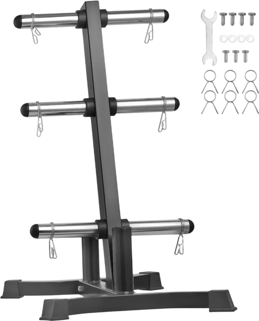 VEVOR Weight Plate Rack, L Frame Weight Plate Tree for 2-Inch Weight Plates, Standard Weight Plate Tree, 1000 lbs Load Capacity Weight Storage Holder, Home Gym Barbell Rack Storage Stand, Black