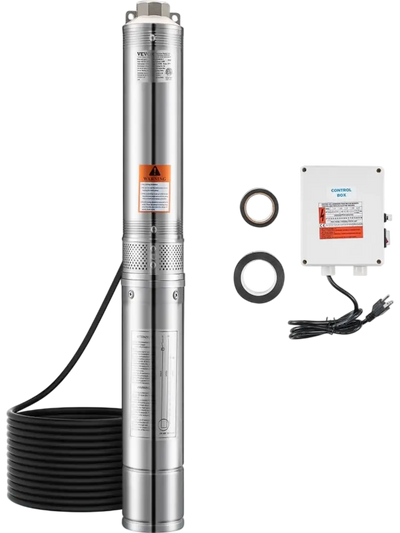 Vevor Deep Well Submersible Pump 1 HP 31.7 GPM 207' Head Stainless Steel New