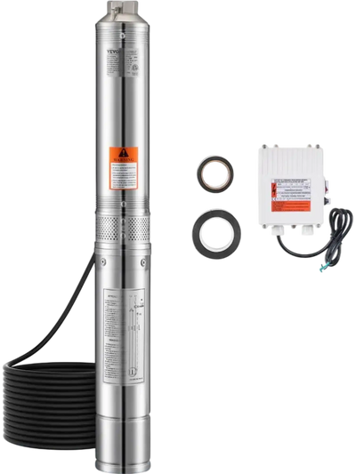 Vevor Deep Well Pump 1 HP Stainless Steel Submersible Water Pump 230V 31.7 GPM 207' Head New