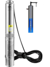 VEVOR Deep Well Submersible Pump, 1HP 230V/60Hz, 37gpm Flow 207ft Head, with 33ft Electric Cord, 4\" Stainless Steel Water Pump for Industrial, Irrigation&Home Use, IP68 Waterproof Grade