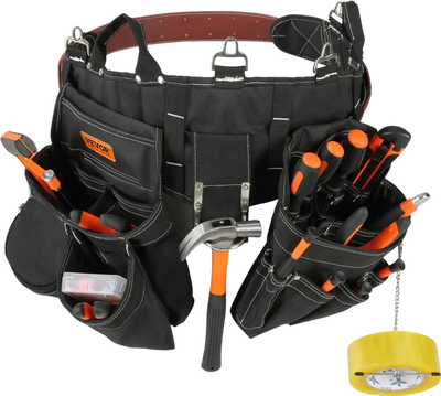 Vevor Tool Belt 32-Pocket Adjustable Heavy-Duty Nylon Tool Pouch Black New