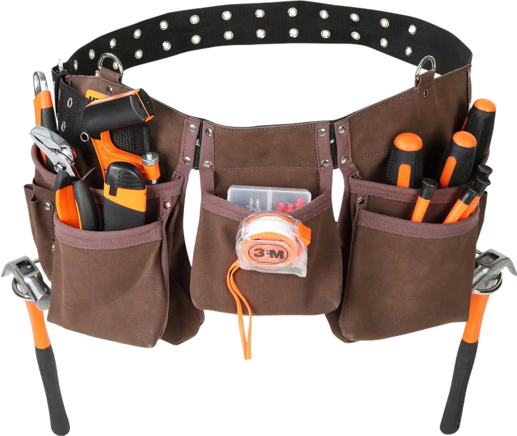 Vevor Tool Belt 13-Pocket Adjustable Leather Heavy-Duty Brown New