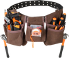 VEVOR 13 Pockets Tool Belt, Adjusts from 29 Inches to 54 Inches, Leather Heavy Duty Tool Pouch Bag with Dual Hammer Loops, Tool Bag for Electrician, Carpenter, Handyman, Construction, Framer, Brown