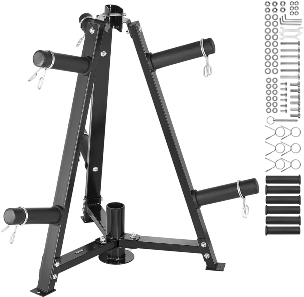 VEVOR Weight Plate Rack, Weight Plate Tree for 2-Inch Weight Plates, Standard Weight Plate Tree, 300 lbs Load Capacity Weight Storage Holder, Home Gym Barbell Rack Storage Stand, Black