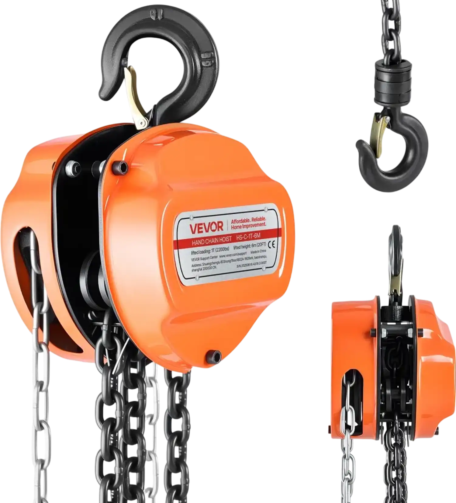 Vevor Manual Chain Hoist 1 Ton 20' 2200 lbs Chain Block New