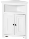 VEVOR 32" Corner Storage Cabinet, 3 Tiers Small Storage Cabinet with 2 Wooden Doors & Adjustable Shelves, Freestanding Corner Kitchen Cabinet for Living Room, Kitchen, Laundry Room, Bathroom, White