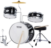 VEVOR Kids Drum Set, 3-Piece, 14 in Beginner Drum Set with Adjustable Throne Cymbal Pedal Two Pairs of Drumsticks, 8'' Tom Drum 10'' Snare Drum 14'' Bass Drum, Starter Drum Kit for Child Kids, Black