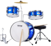 VEVOR Kids Drum Set, 3-Piece, 14 in Beginner Drum Set with Adjustable Throne Cymbal Pedal Two Pairs of Drumsticks, 8'' Tom Drum 10'' Snare Drum 14'' Bass Drum, Starter Drum Kit for Child Kids, Blue