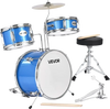 VEVOR Kids Drum Set, 3-Piece 14 in Junior Drum Sets, Beginner Drums Set with Adjustable Throne, Cymbal & Two Pairs of Drumsticks, Musical Learning Drums Instruments Kit, for Children Ages 6-13 (Blue)