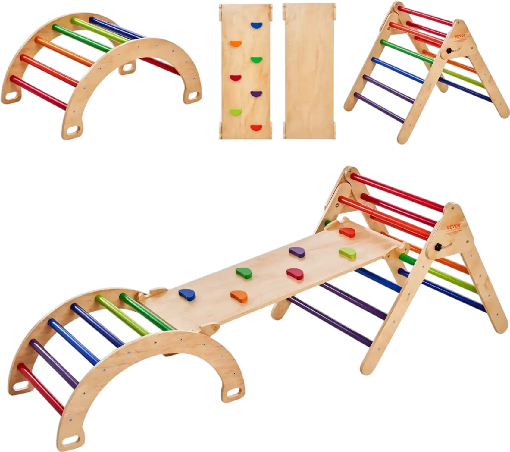 Vevor Pikler Triangle Set 5-in-1 Indoor Playground Montessori Climbing Gym for Toddlers 1-3 Years New