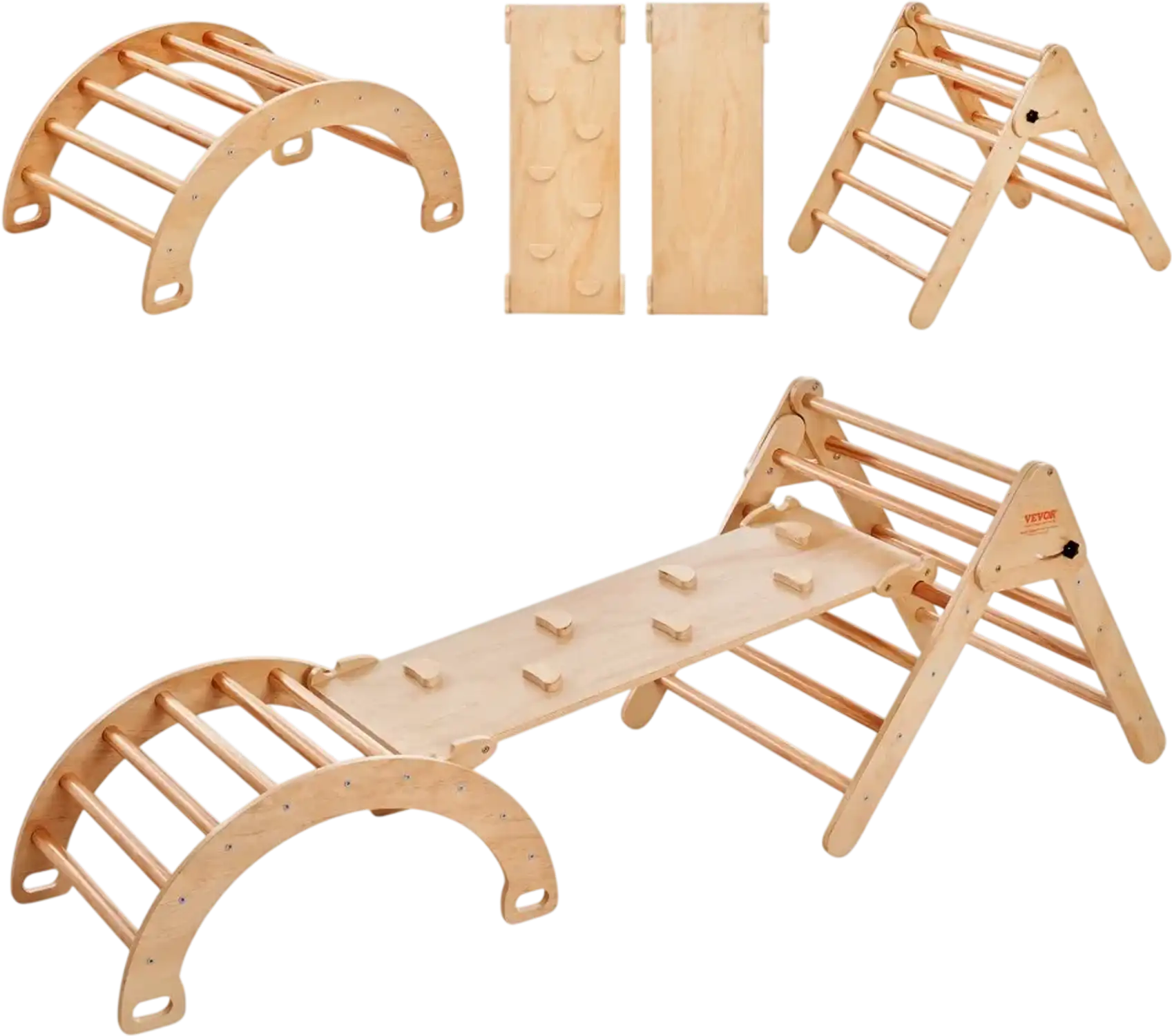 Vevor Pikler Triangle Set 5-in-1 Indoor Playground Montessori Climbing Gym for Toddlers 1-3 Years New