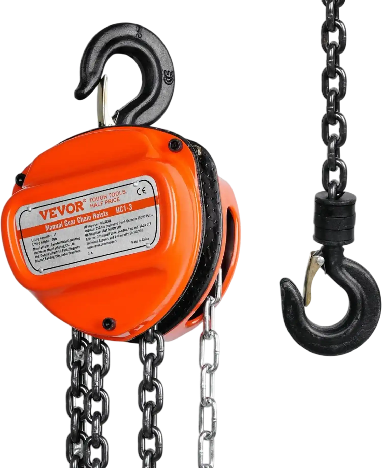 Vevor Manual Chain Hoist 1 Ton 20' G80 Carbon Steel Come Along New