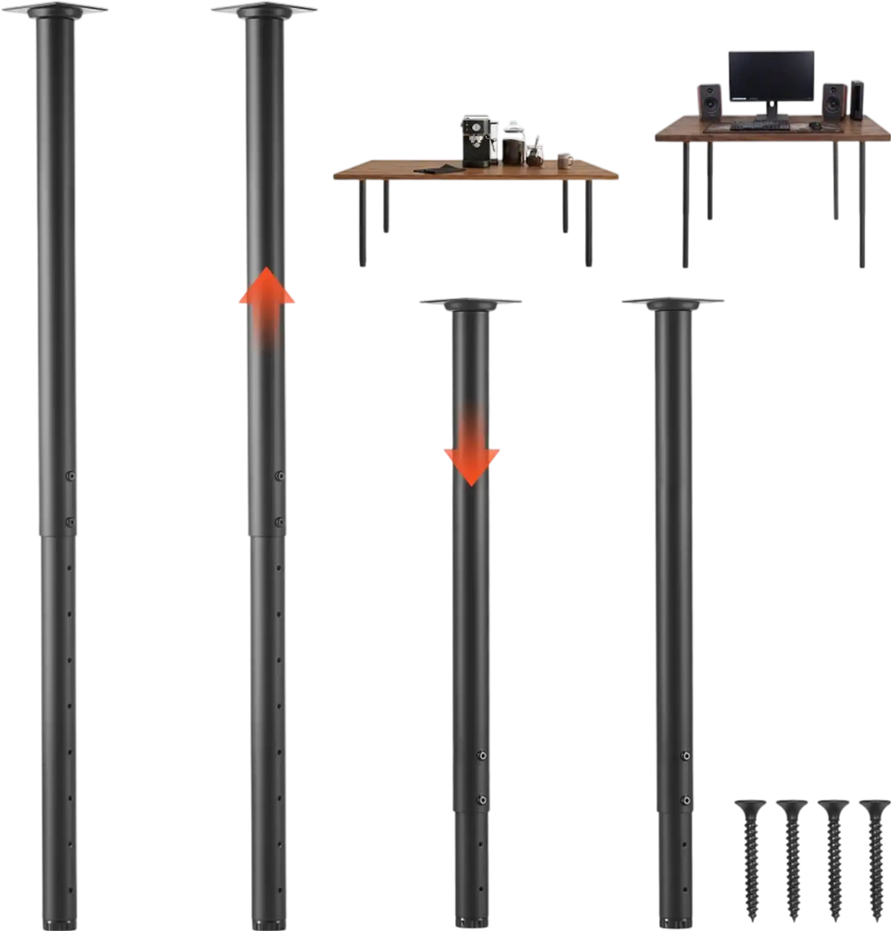 Vevor Table Legs Adjustable Round Steel Furniture Legs 24-40