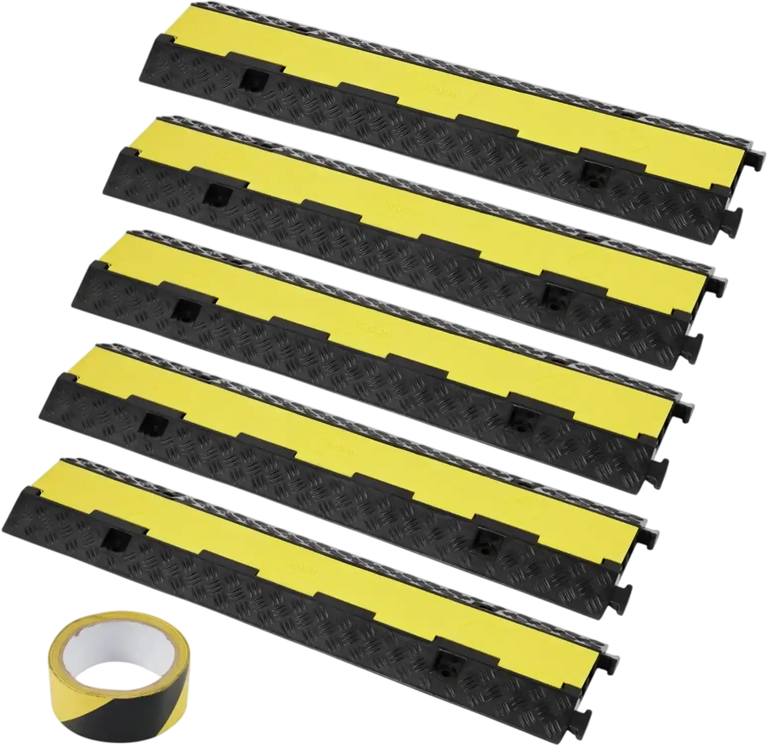 Vevor Cable Protector Ramp 5-Piece 2-Channel 12000 lbs Load Capacity Wire Cover New