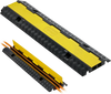 VEVOR Cable Protector Ramp, 22,000 lbs/axle Capacity, 2 Channel Heavy Duty Rubber Cord Hose Wire Cover, 1.3 x 1.2 in Channel, Traffic Speed Bump with Flip-Open Top Cover, for Indoor Outdoor, 1 Pack