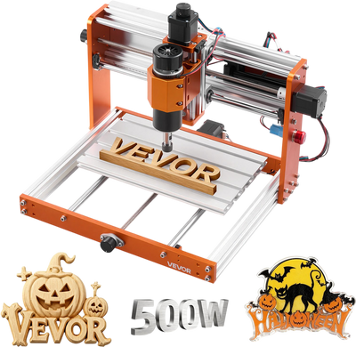 VEVOR CNC Router Machine, 500W Spindle, 3-Axis Wood Engraving Milling Machine, with 300 x 180 x 80 mm Working Area, Offline Controller, Limit Switch, E-Stop, for Wood Acrylic Plastic Carving Cutting