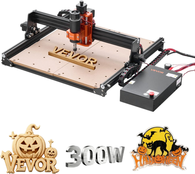 VEVOR CNC Router Machine, 300W Spindle, 3-Axis Wood Engraving Milling Machine, with 15.75 x 15.75 x 2.36 in Working Area, Offline Controller, Aluminum Alloy Structure, for Wood Acrylic Carving Cutting