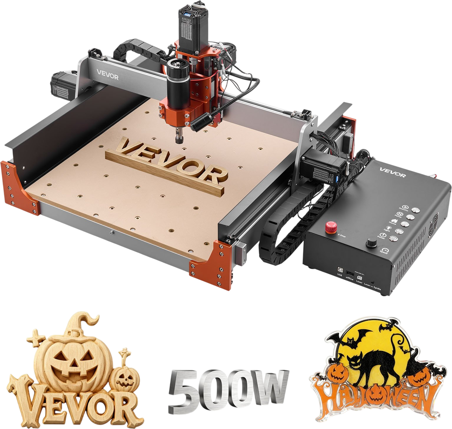 Vevor CNC Router Machine 3-Axis Wood Engraving 500W Spindle 15.75 x 15.75 in. Dual Linear Rails New