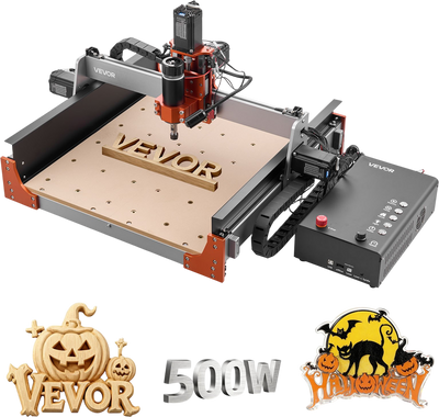 VEVOR CNC Router Machine, 500W Spindle, 3-Axis Wood Engraving Milling Machine, with Dual Linear Rails & Ball Screw, 15.75 x 15.75 x 3.74 in Working Area, Trim Router, for Wood Acrylic Carving Cutting