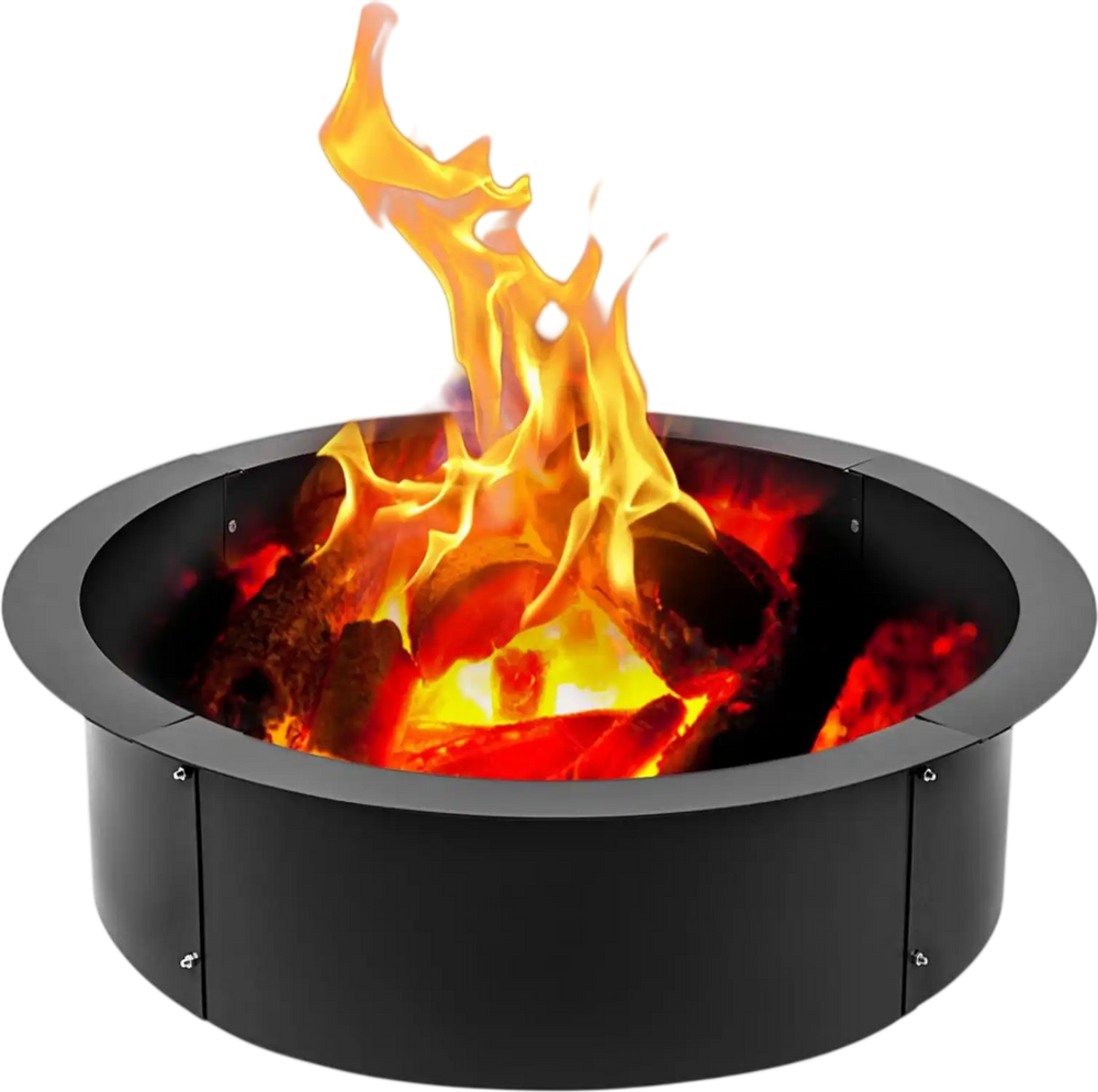 VEVOR Fire Pit Ring 36-Inch Outer/30-Inch Inner Diameter, Fire Pit Insert 3.0mm Thick Heavy Duty Solid Steel, Fire Pit Liner DIY Campfire Ring Above or In-Ground for Outdoor