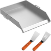 VEVOR Stainless Steel Griddle,18" X 16" Universal Flat Top Rectangular Plate, BBQ Charcoal/Gas Grill with 2 Handles and Grease Groove with Hole，Grills for Camping, Tailgating and Parties