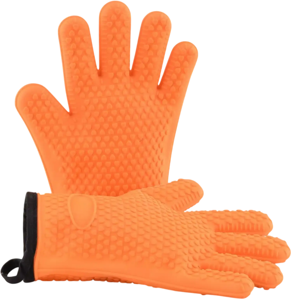 VEVOR Silicone Smoker Oven Gloves, Non-Slip Heat Resident BBQ Grill Gloves with Fingers, Waterproof & Hangable Design, Easy to Clean & Store, for Grilling, Oven, BBQ, Baking, Frying