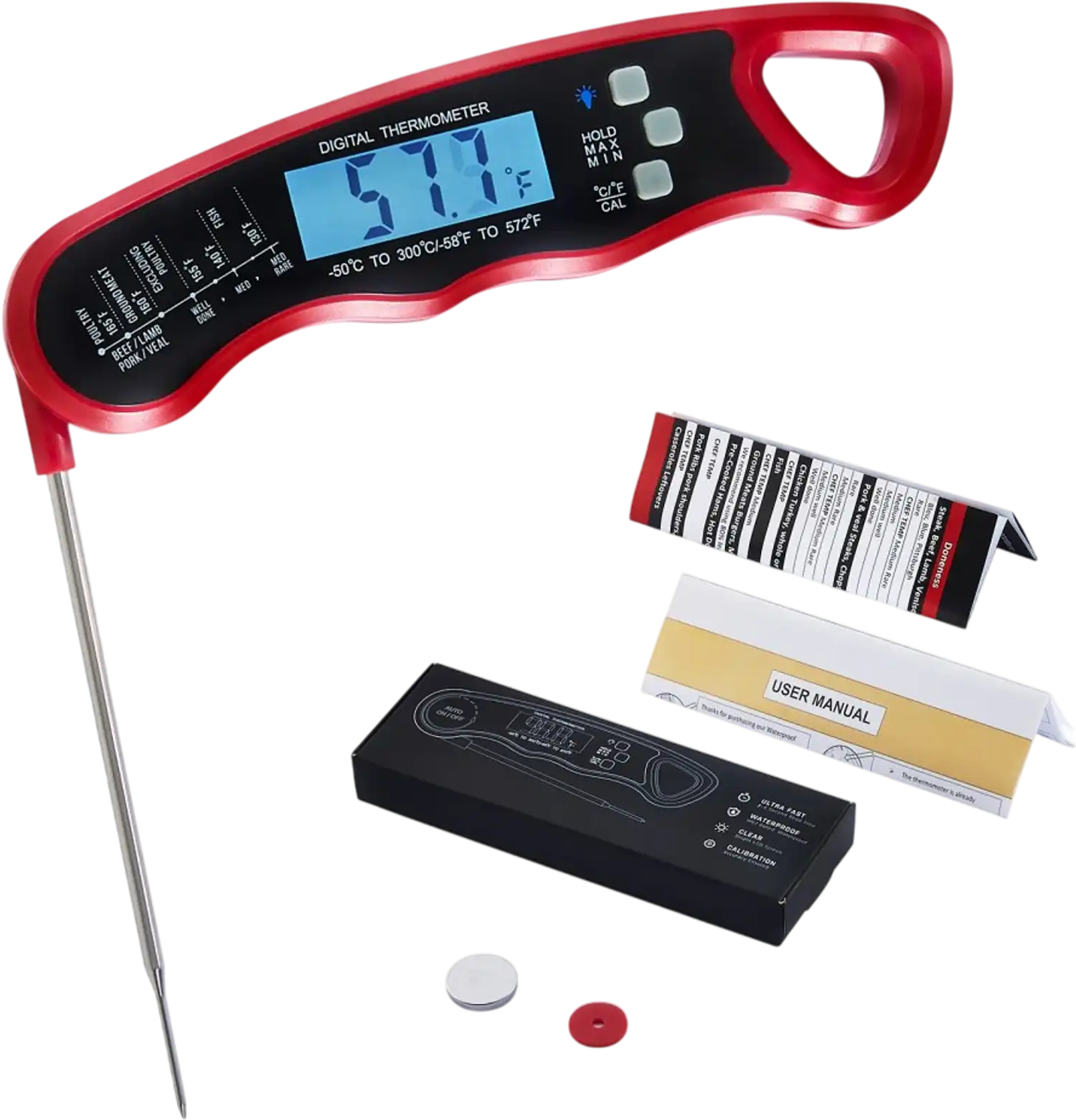Vevor Grill Thermometer Digital Instant Read Folding Probe New