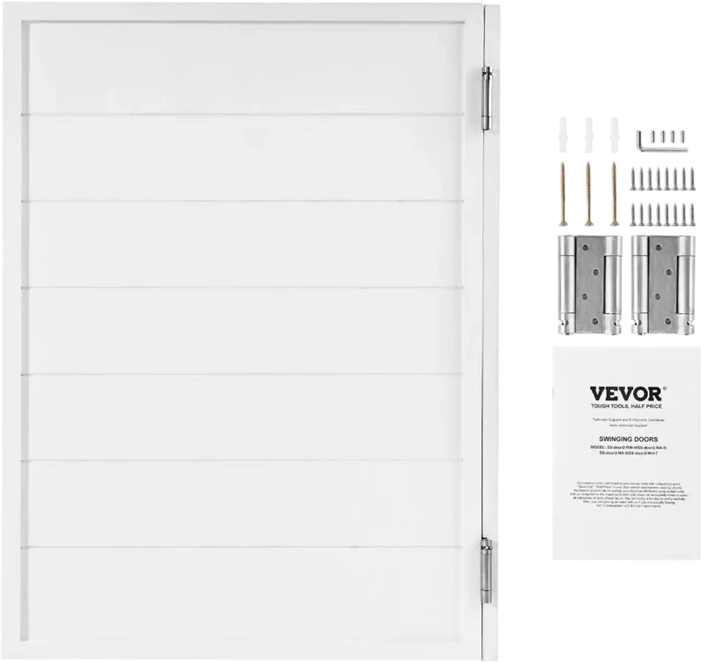 VEVOR Saloon Doors, 32"W x 42" H Single Swinging Cafe Interior Doors, Square Design Premium Pine Wood, with Hinges & Hardware Kit, Easy to Install, for Hallway Kitchen Bar Pub Entrance, White