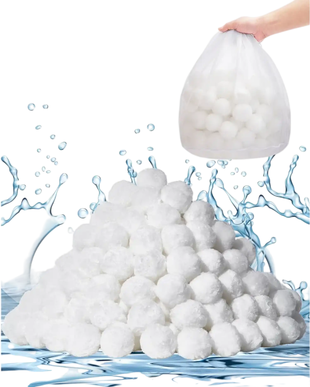 VEVOR Pool Filter Balls for Sand Filter, 3.5 lbs, Filter Balls Replace Pool Filter Sand, Reusable Polyester Fiber Filter Media Balls with Wash Bag, for Swimming Pool Above Ground Pool Aquarium Tank
