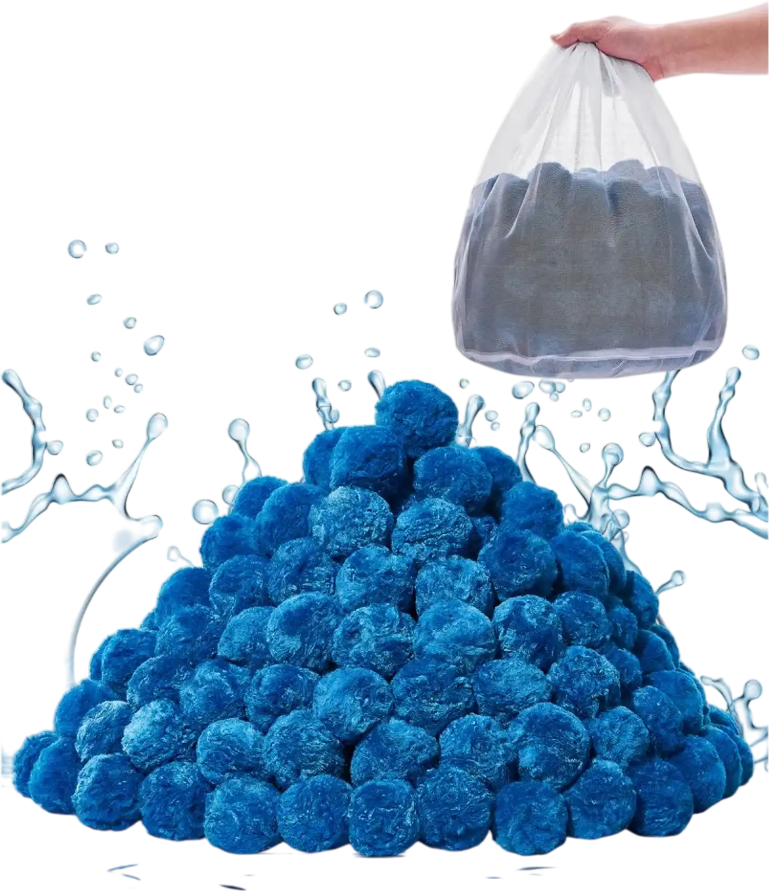 Vevor Pool Filter Balls Reusable Blue Polyester Fiber Media with Wash Bag 3.1 lbs New