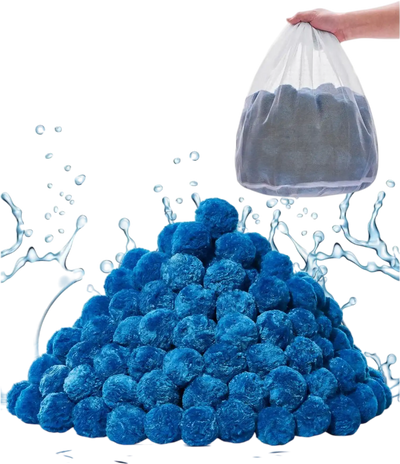 VEVOR Pool Filter Balls for Sand Filter, 3.1 lbs, Filter Balls Replace Pool Filter Sand, Reusable Blue Polyester Fiber Filter Media with Wash Bag, for Swimming Pool Aquarium Tank Above Ground Pool
