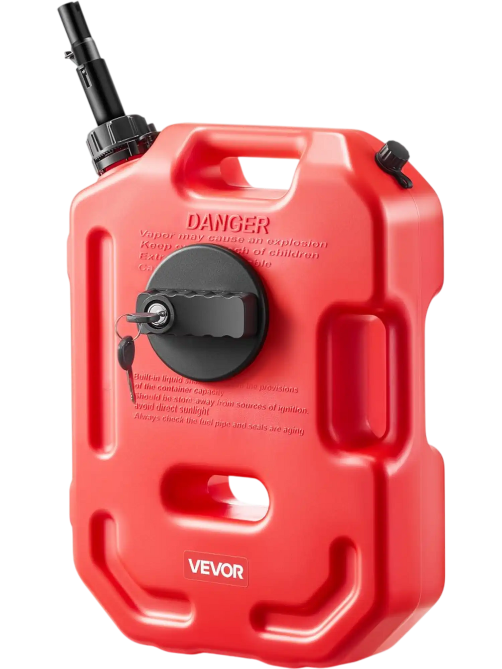 VEVOR Fuel Container, 2.6 Gallon, Gas Can with Spout and Lockable Bracket, 15 L/min Max Flow Rate, Secure & Leak-proof, Portable Flat Fluid Container for Most Cars Motorcycle ATV UTV, Red