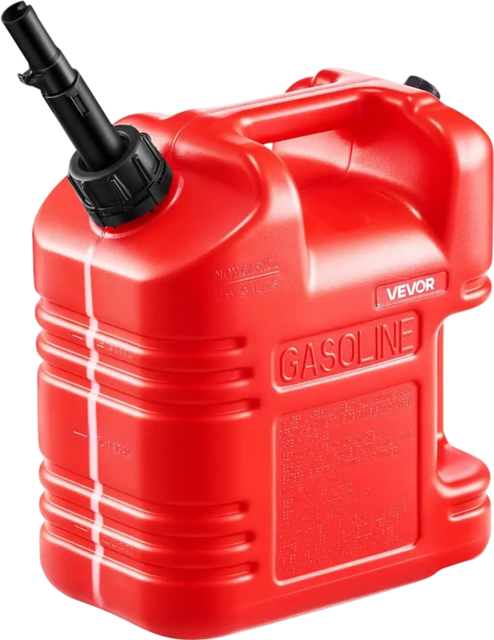 VEVOR Fuel Container, 2.5 Gallon, Gas Tank with Spout & Clear Scale, 15 L/min Max Flow Rate, Secure & Leak-proof, Portable Flat Fluid Container for Most Cars Motorcycle ATV UTV, Red, 1 Pack