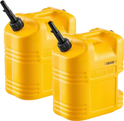 VEVOR Fuel Container, 5 Gallon, Gas Tank with Spout & Clear Scale, 15 L/min Max Flow Rate, Secure & Leak-proof, Portable Flat Fluid Container for Most Cars Motorcycle SUV ATV UTV, Yellow, 2 Packs