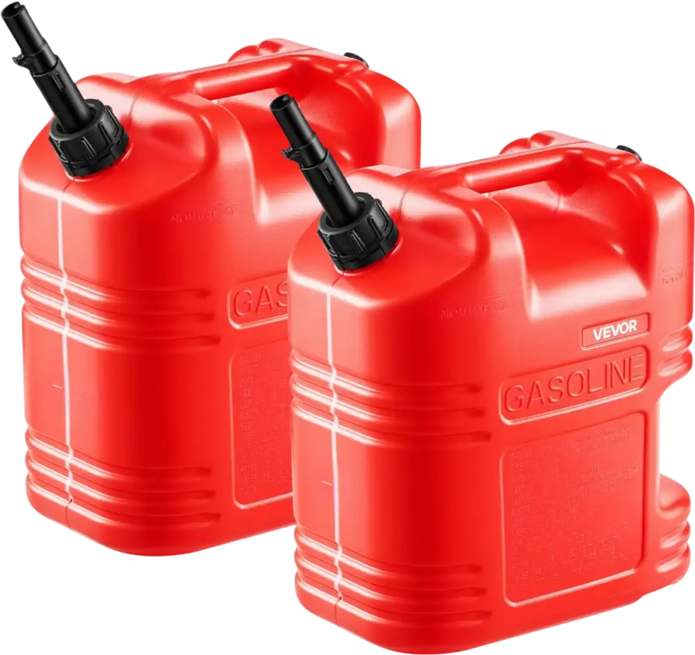 VEVOR Fuel Container, 5 Gallon, Gas Tank with Spout & Clear Scale, 15 L/min Max Flow Rate, Secure & Leak-proof, Portable Flat Fluid Container for Most Cars Motorcycle ATV UTV, Red, 2 Packs