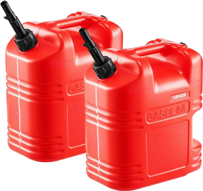 VEVOR Fuel Container, 5 Gallon, Gas Tank with Spout & Clear Scale, 15 L/min Max Flow Rate, Secure & Leak-proof, Portable Flat Fluid Container for Most Cars Motorcycle ATV UTV, Red, 2 Packs