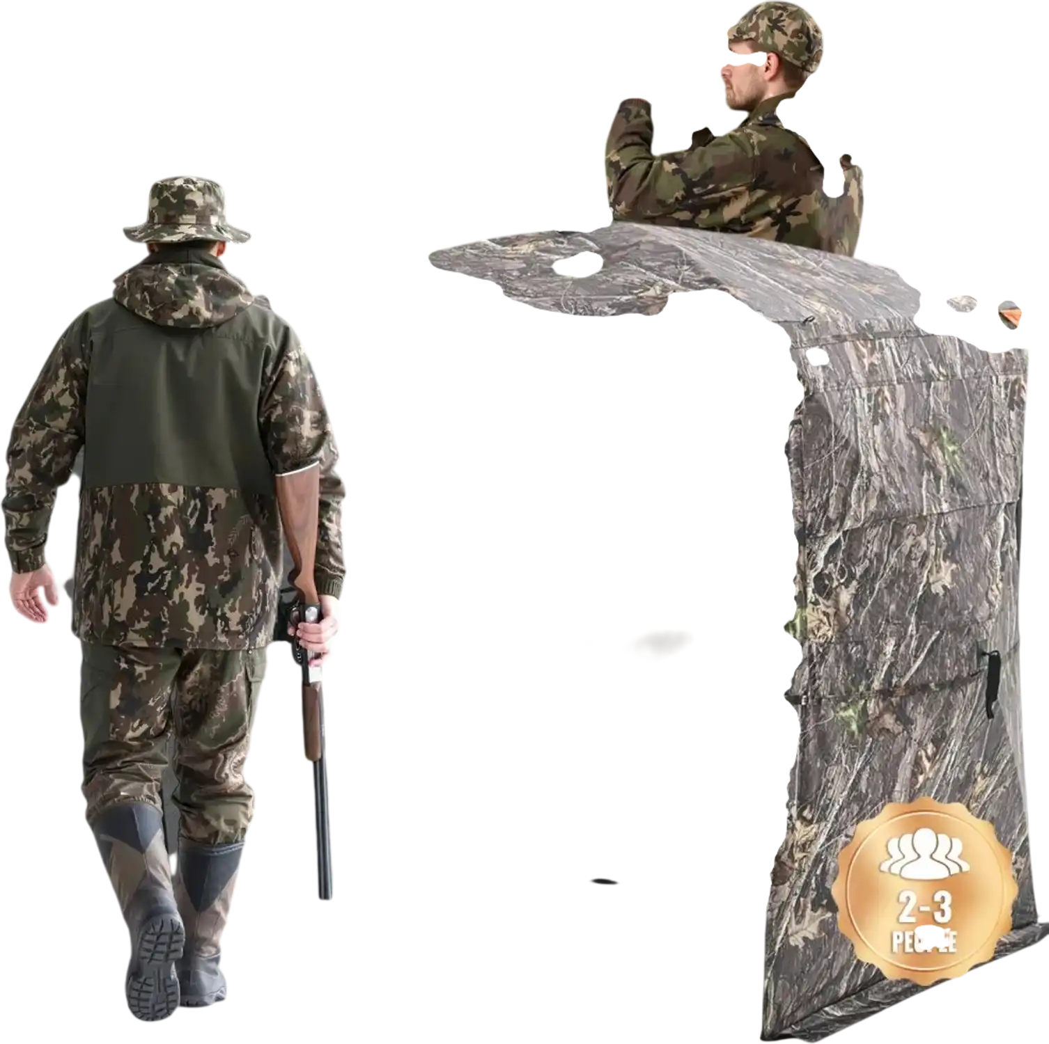 Vevor Hunting Blind 2-3 Person See-Through Ground Blind with Carrying Bag New