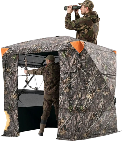 VEVOR Hunting Blind, 4-5 Person See Through Ground Blinds with Carrying Bag, 270 Degree Portable Camouflage Tent, Durable Concealed Shelter with Silent Magnetic Door and Window, for Turkey and Deer