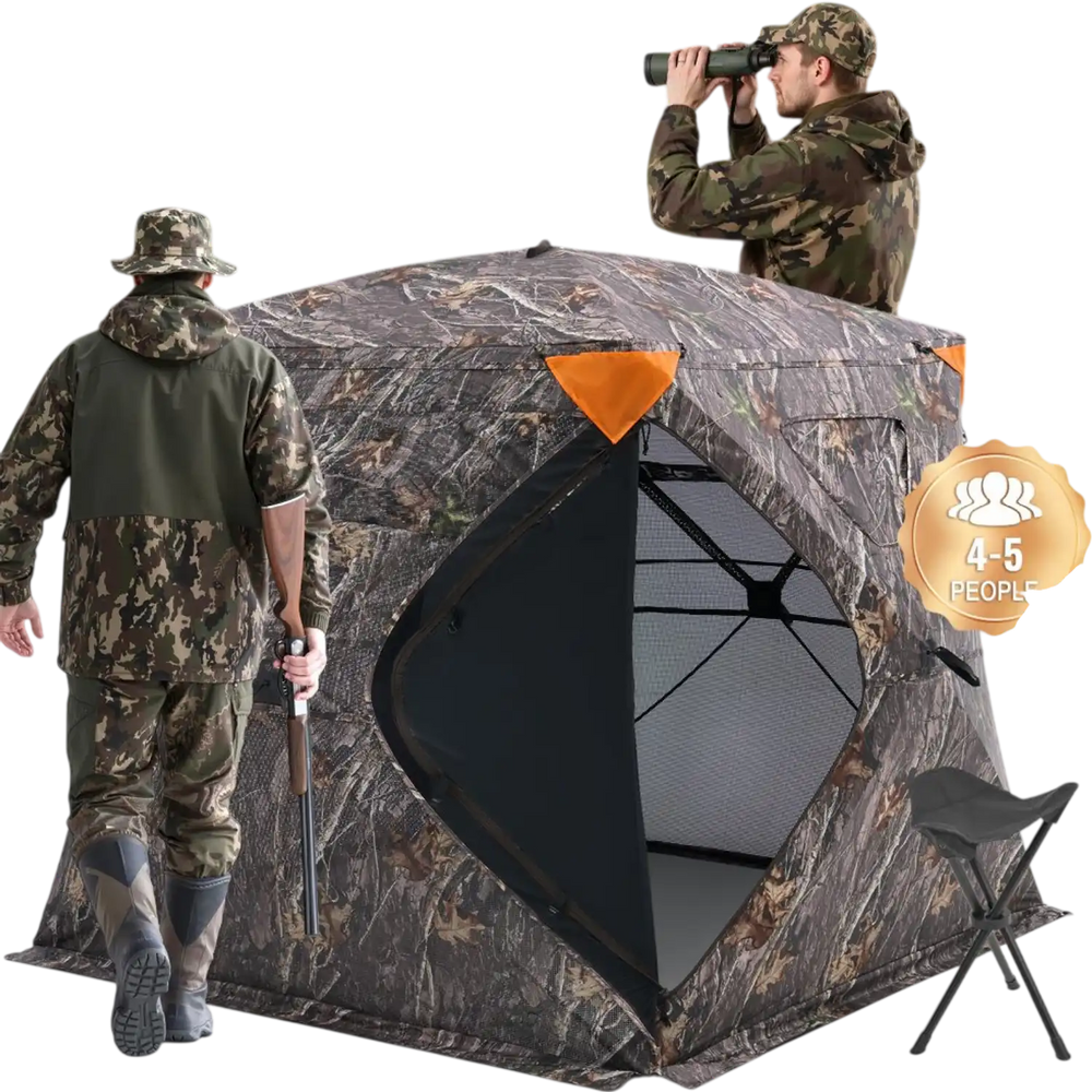 VEVOR Hunting Blind, 270° See Through Ground Blind, 4-5 Person Pop Up Deer Blind for Hunting with Carrying Bag, Portable Resilient Hunting Tent, One-Way See-Through Mesh for Turkey and Deer Hunting