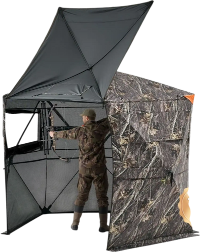 VEVOR Hunting Blind, 6-7 Person, 288 Degree 5 Side See-Through Ground Blinds with Carrying Bag, Portable Camouflage Tent, Durable Concealed Shelter with Silent Zipper Door and Window, for Turkey Deer