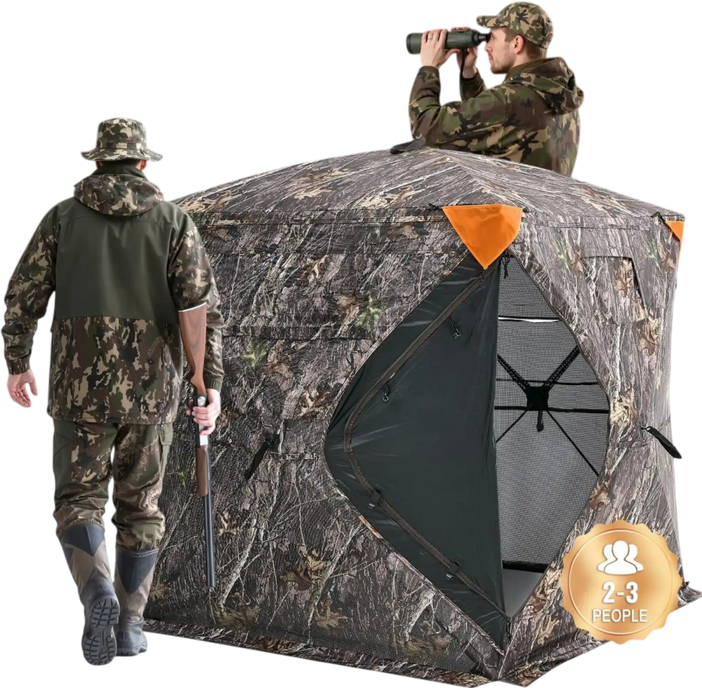 VEVOR Hunting Blind, 270° See Through Ground Blind, 2-3 Person Pop Up Deer Blind for Hunting with Carrying Bag, Portable Resilient Hunting Tent, One-Way See-Through Mesh for Turkey and Deer Hunting